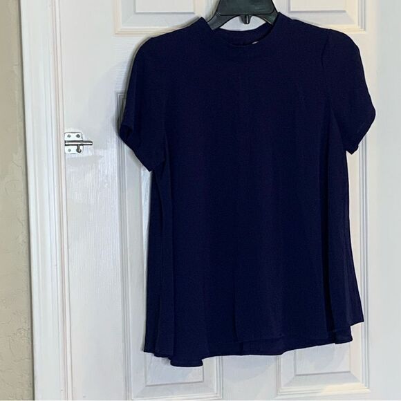 Sienna Sky Navy Blue High Neck Top Size Small - Picture 3 of 10